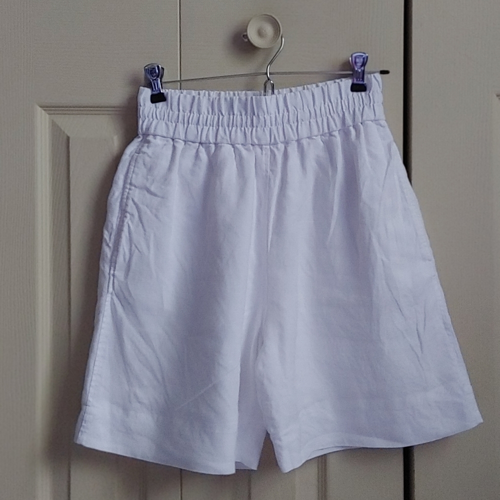 Cos Linen Elastic Drawstring High Waisted White B… - image 2